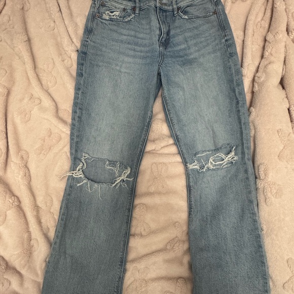 American Eagle Outfitters Denim - American Eagle Outfitters Light Blue Distressed Straight Leg Jeans